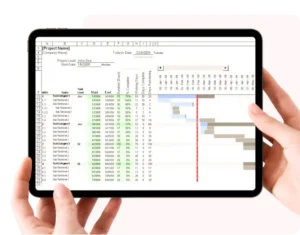 Gantt chart used for manufacturing project tracking